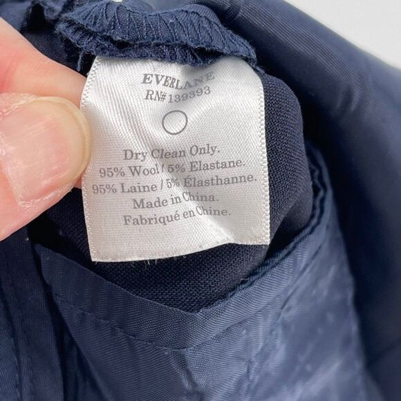 Everlane Wool Navy Straight Leg Crop Pants Mid Rise Flat Front Women Size 4 - Picture 9 of 11